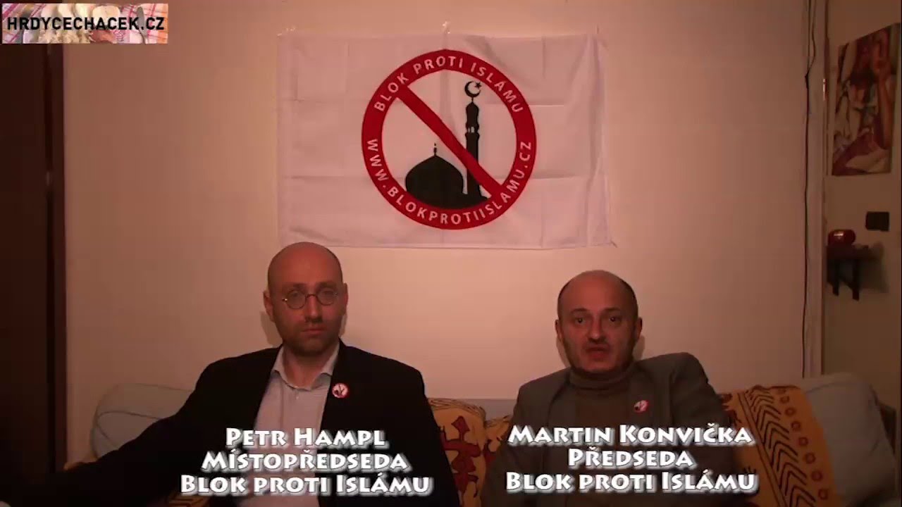 Screen z videa, Martin Konvička a Petr Hampl byli dva hlavní vedoucí Bloku proti islámu