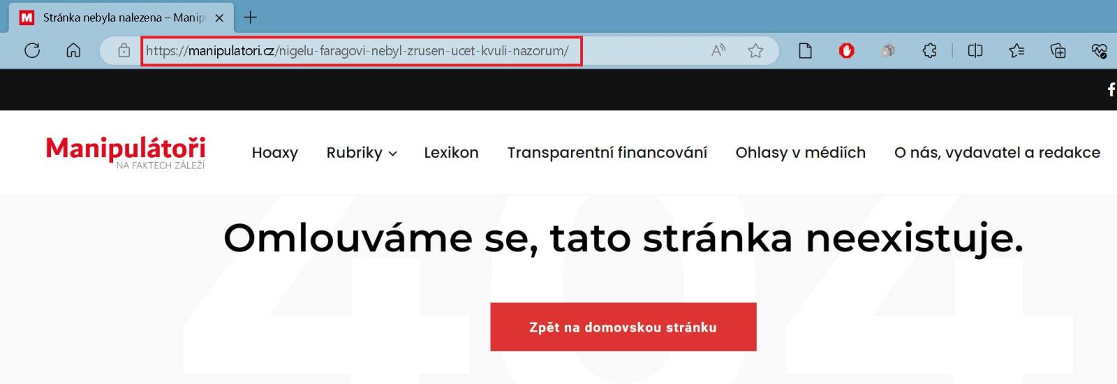 A dnes již článek na webu Manipulatori.cz není k nalezení