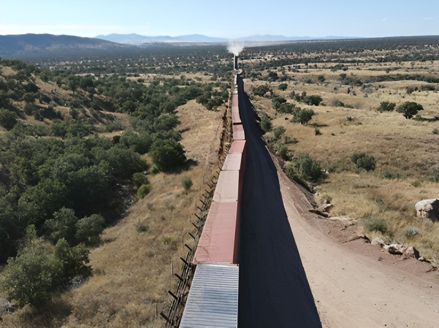 "Zeď" na  hranici mezi Mexikem a Arizonou, vyrobená ze starých vyřazených kontejnerů. Dva kontejnery nad sebou mají výšku 6 metrů a jsou zakončené ostnatým a žiletkovým drátem.